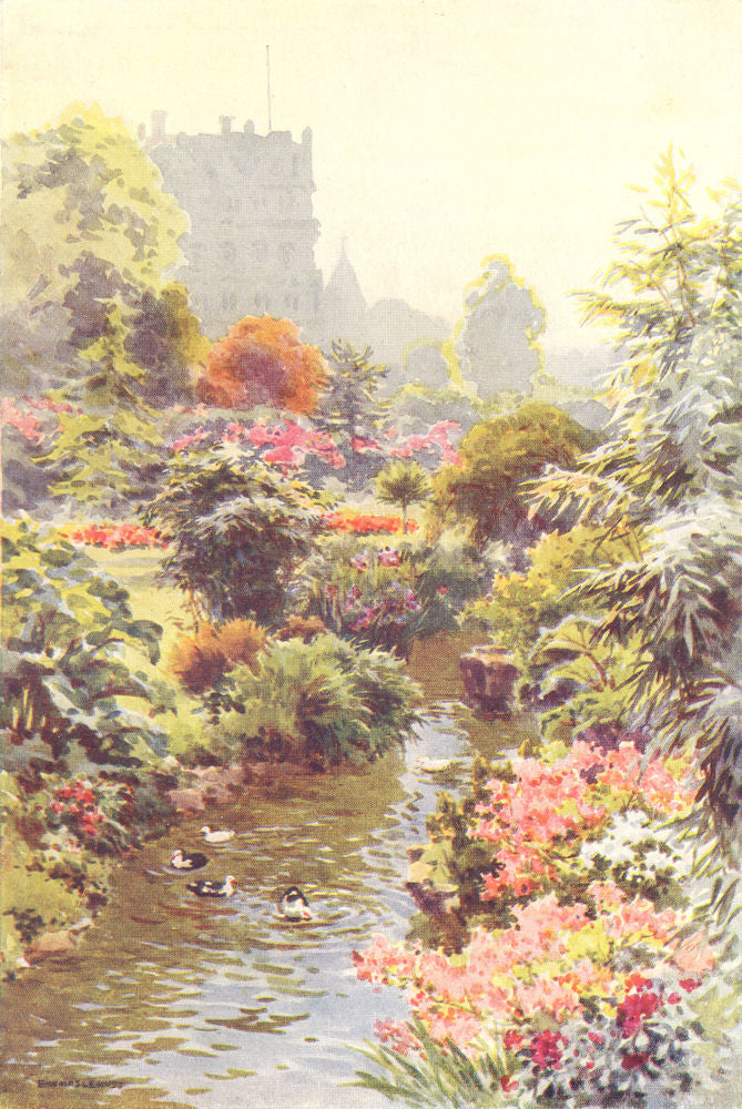 In the Upper Gardens, Bournemouth. Dorset. By Ernest Haslehust 1920 old print